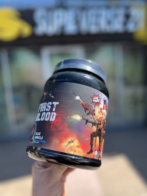 FIRST BLOOD PRE-WORKOUT BLUE ANGELS SOUR BLUE RASPBERRY (PANDA x MERICA LABZ)